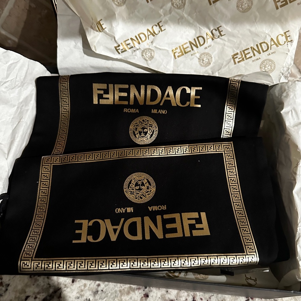Fendi Versace collab (FENDACE) Brown and Gold Heels - Picture 11 of 16